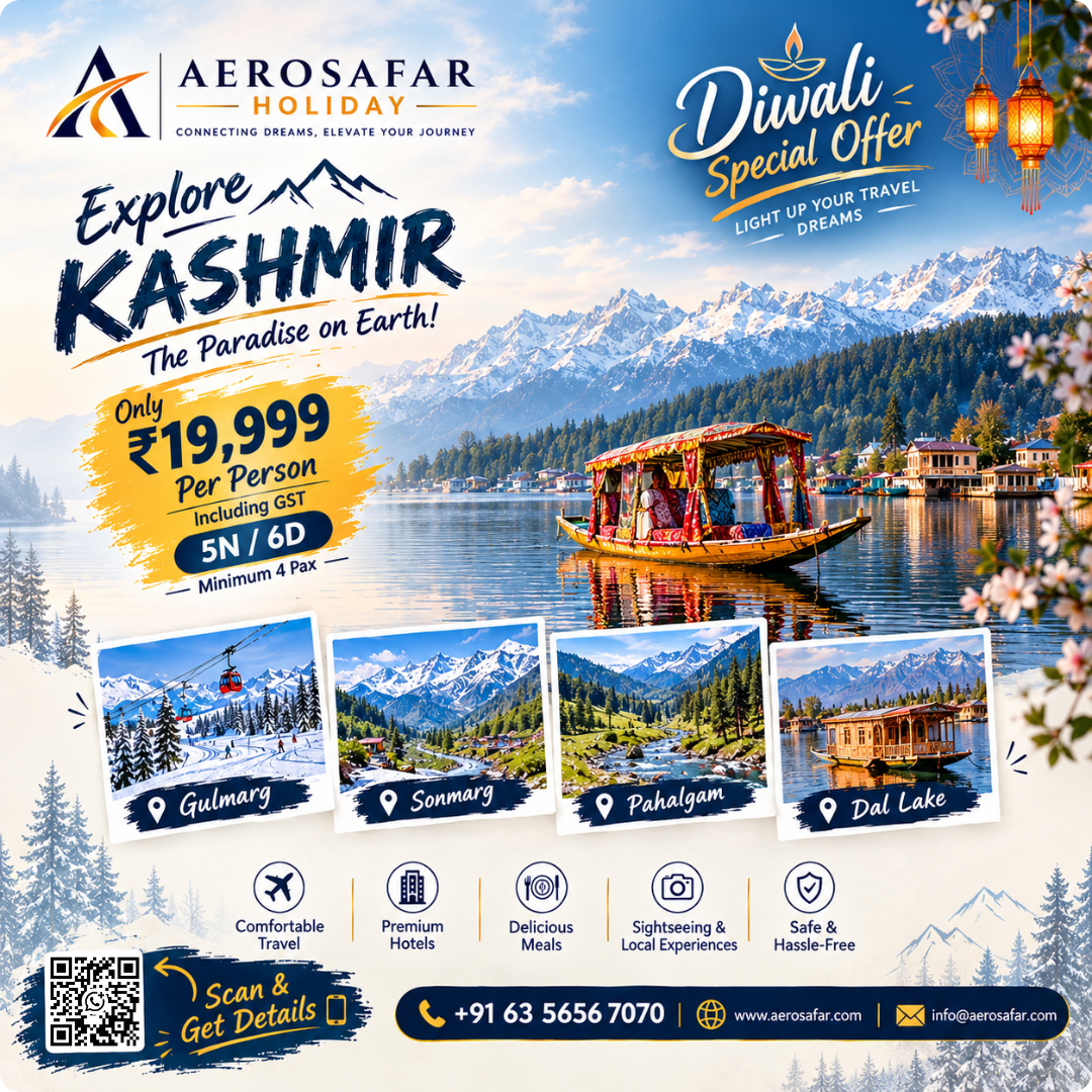 Luxury custom trip planning banner by AeroSafar Holidays showing global travel destinations