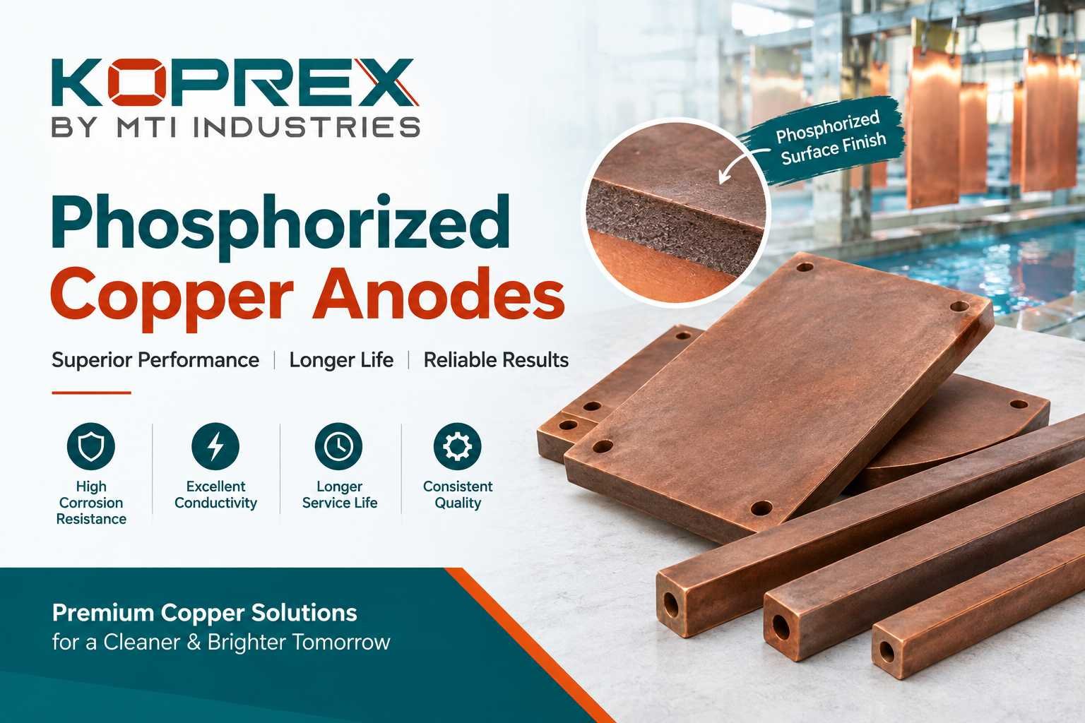 Koprex phosphorised copper nuggets for optimized copper deposition and acid plating processes