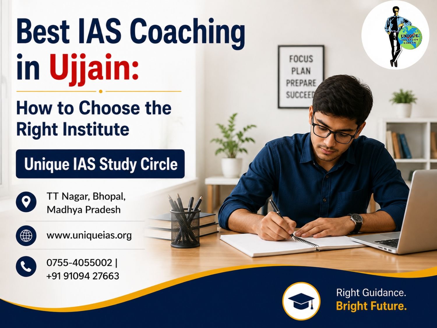 UPSC and MPPSC offline classroom batch with small student sizes at Unique IAS Bhopal